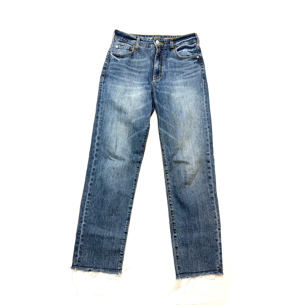 PILCRO Womens 27 Medium Wash Raw Hem Vintage Straight Leg High Rise Jeans X8
